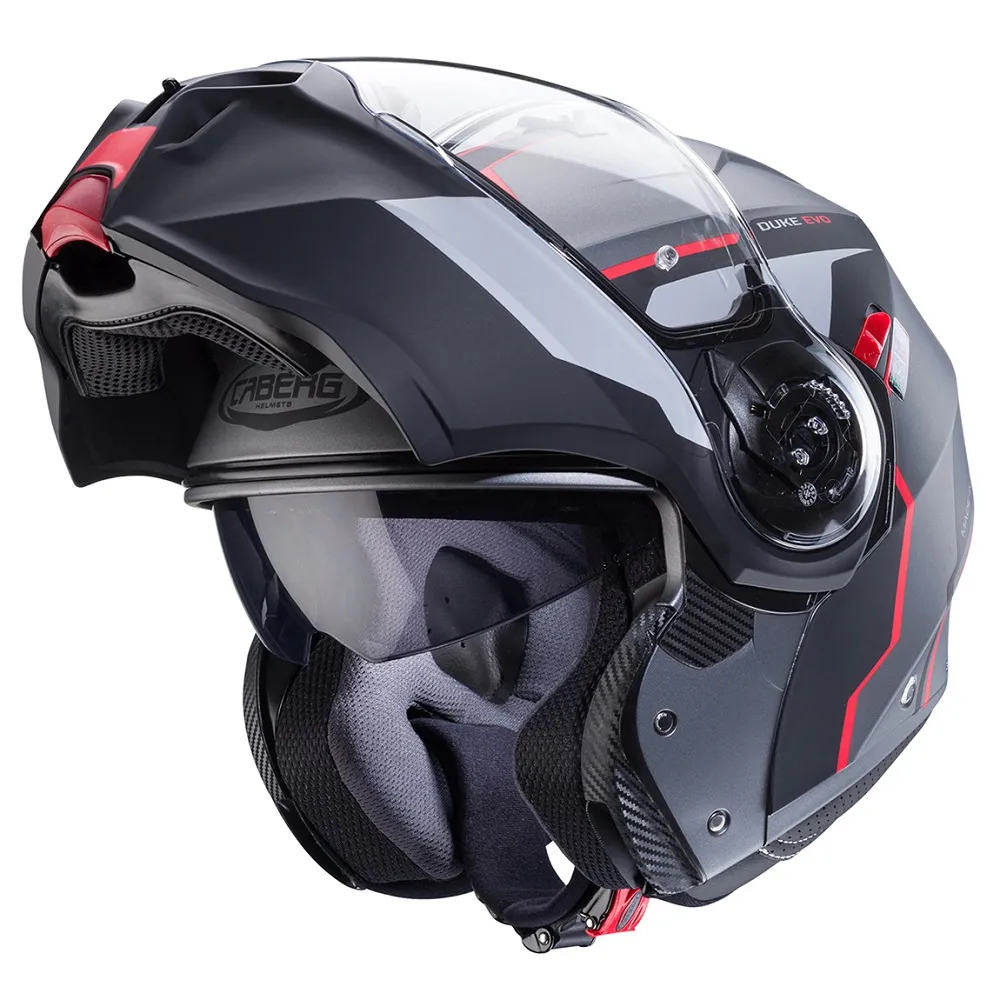 Caberg Duke Evo Move Helmet - Gun/Black/Red