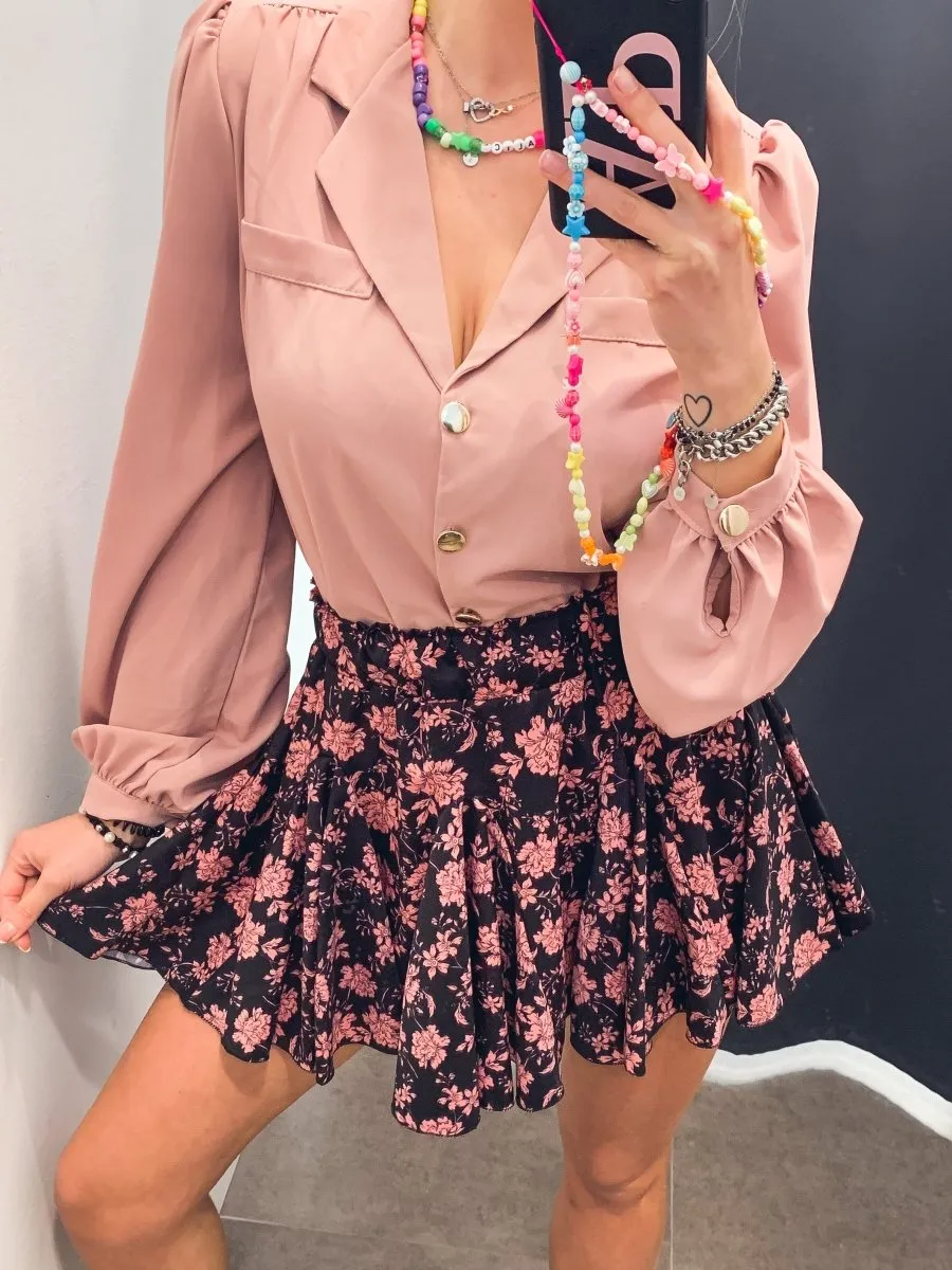 Camicia rosa con manica a palloncino