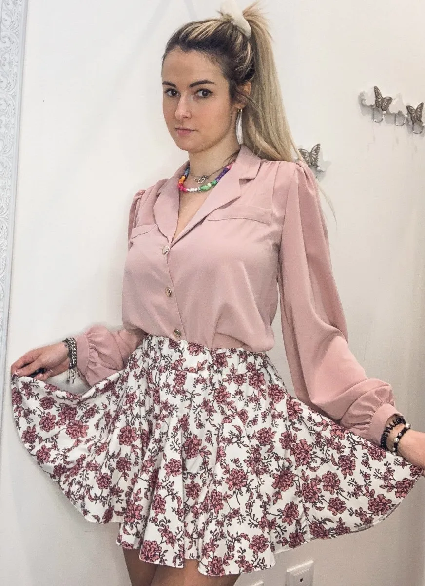 Camicia rosa con manica a palloncino