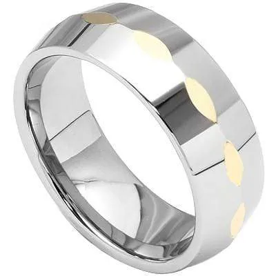 CAPTIVATING FACETED HEAVYLY POLISHED  CARBIDE TUNGSTEN RING