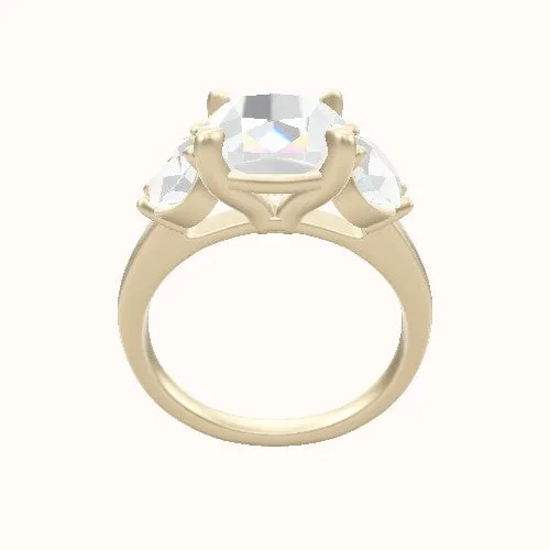 Cathedral Band with Round Sidestones Engagement Ring With Standard Four Prong Head