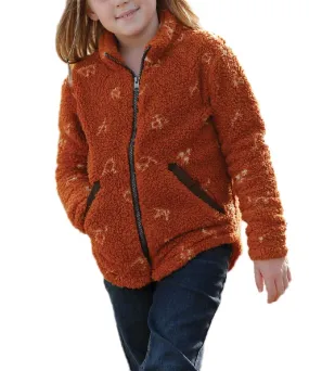 Cinch Girls' Orange Print Sherpa Jacket