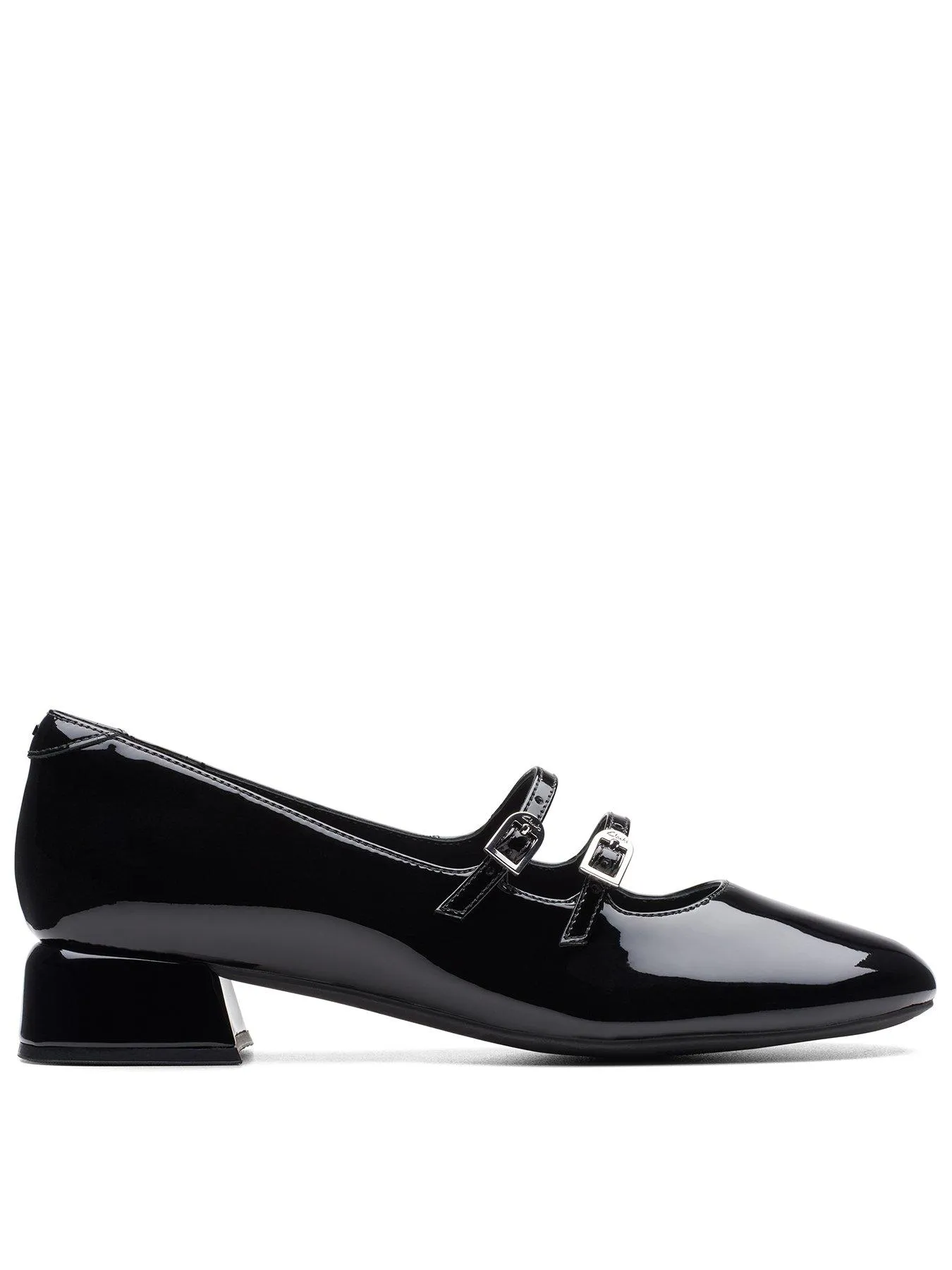 Clarks Daiss30 Shine Double Strap Patent Mary Janes - Black