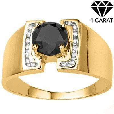 CLOSEOUT OFFER:  1.19 CARAT (17 PCS) DIAMOND 10KT SOLID GOLD MENS ENGAGEMENT RING