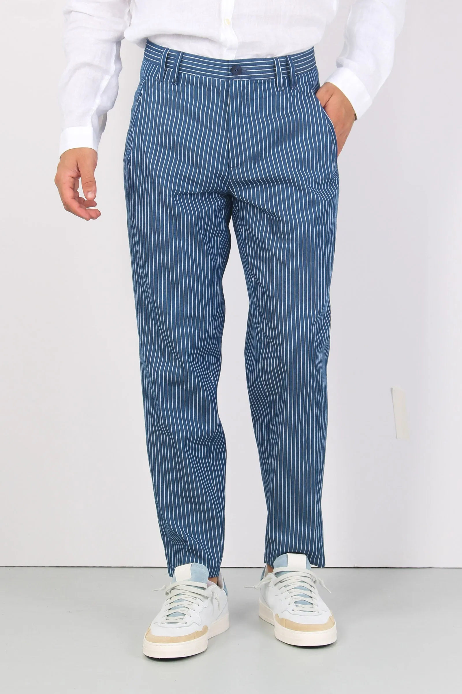 Company Pantalone Riga Blu/bianco