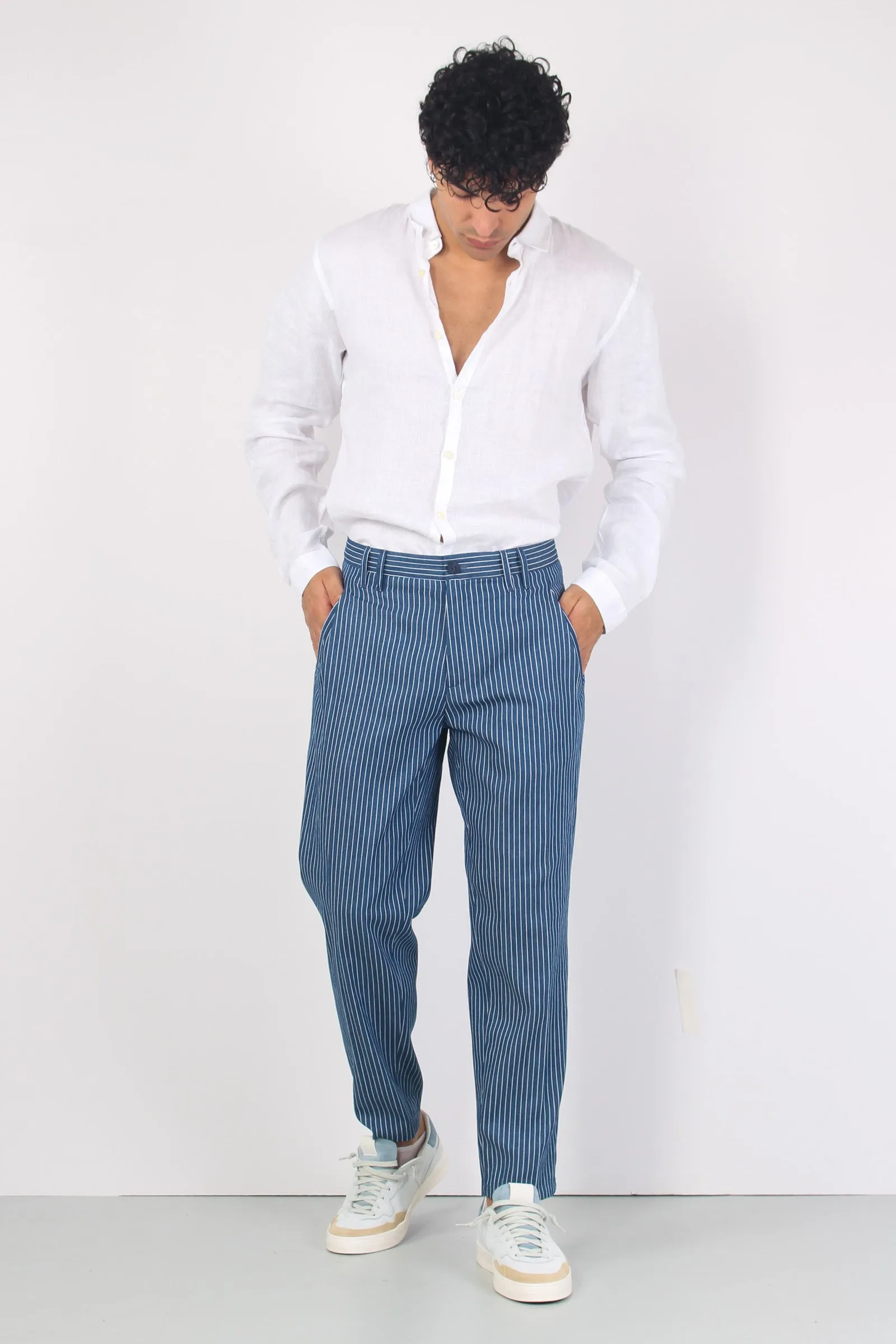 Company Pantalone Riga Blu/bianco