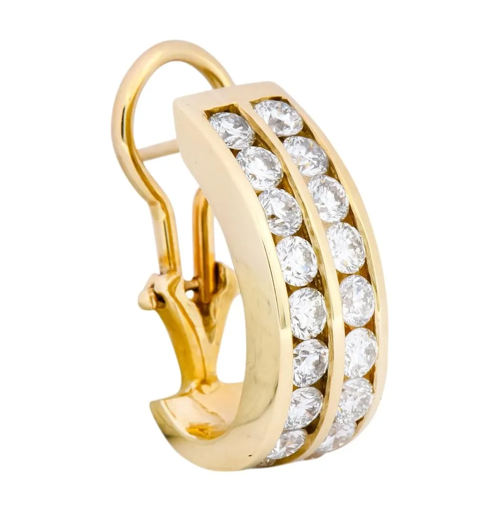 Contemporary 1.80 CTW Diamond 14 Karat Gold J Hoop Earrings