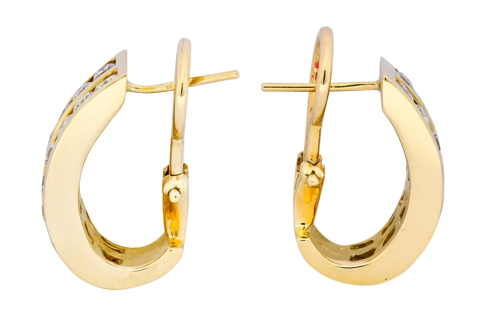 Contemporary 1.80 CTW Diamond 14 Karat Gold J Hoop Earrings