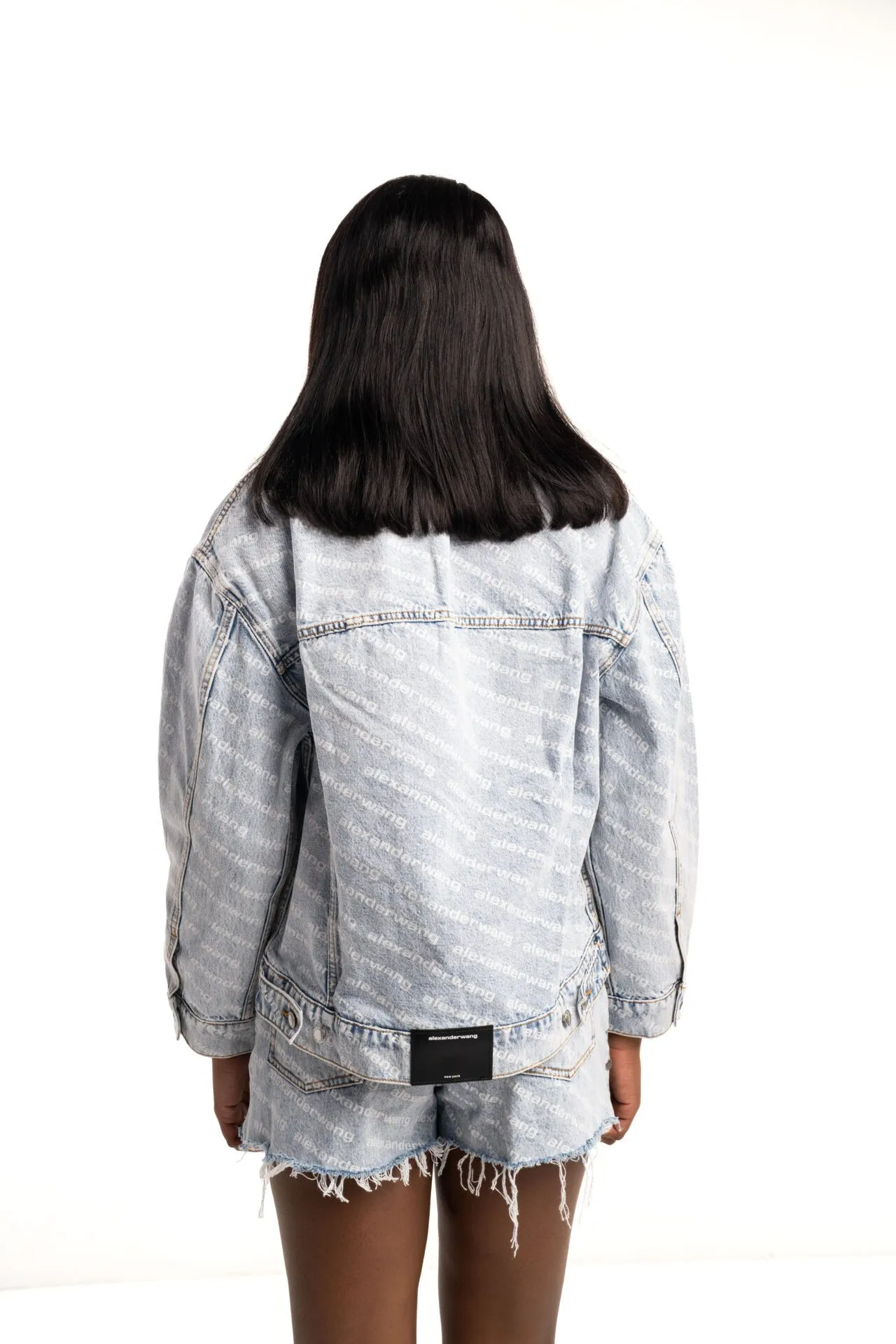 (Core) Alexander Wang Ladies Falling Back Jacket Pebble Bleach w Logo Print 4DC2202756 270