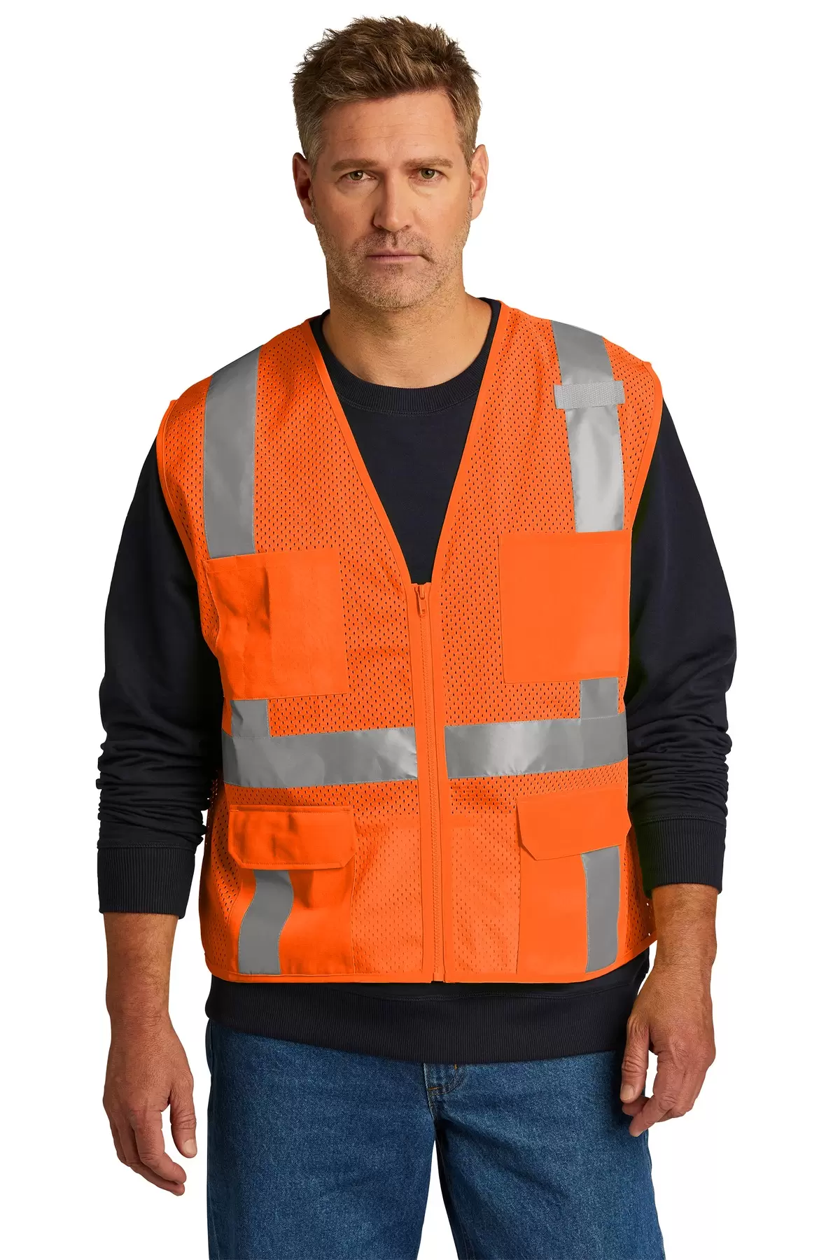 Cornerstone CSV104 CornerStone    ANSI 107 Class 2 Mesh Six-Pocket Zippered Vest SKU: CSV104