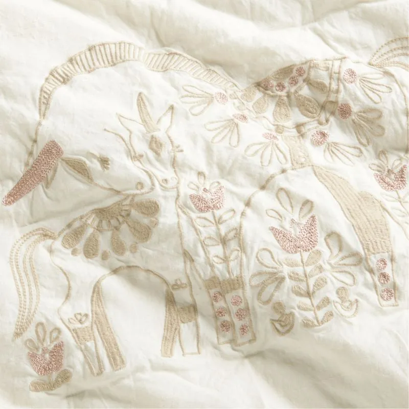 Crate&Barrel Unicorn Dreams Organic Cotton Baby Crib Quilt