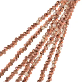 Crystal Beads, Faceted Rondelle 1.5x2.5mm, Transparent Crystal w/Half Copper Iris (2 Strands)