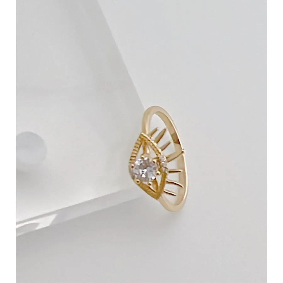 Cz center evil eye ring in 18k of gold plated