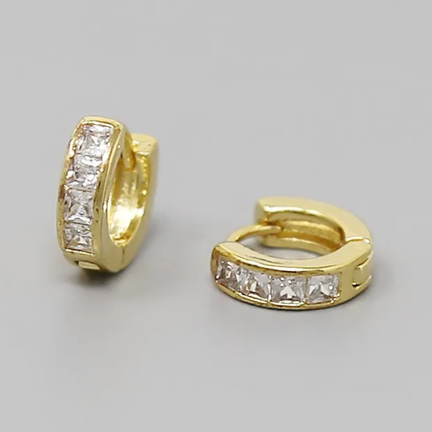 CZ Pave Gold Dipped Huggie Hoop Earrings