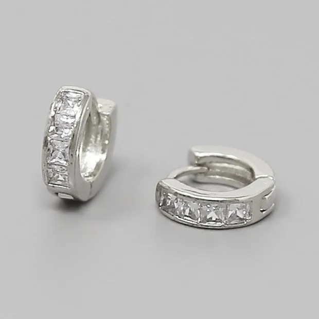 CZ Pave Gold Dipped Huggie Hoop Earrings