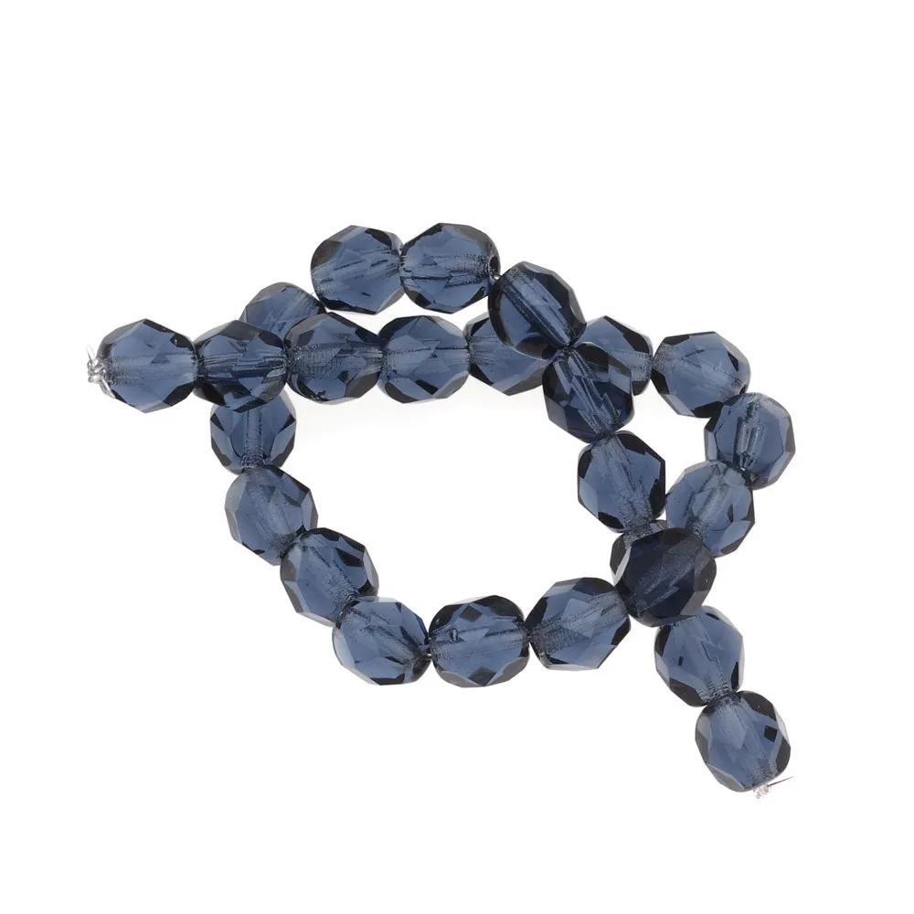 Czech Fire Polished Glass Beads 6mm Round Montana (25 pcs)