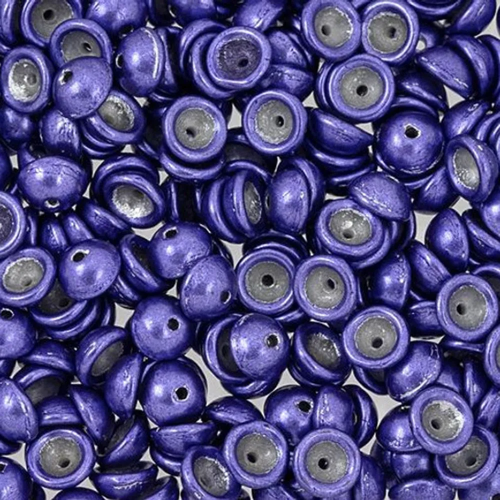 Czech Glass, Domed Teacup Beads 4x2mm, Saturated Metallic Ultra Violet (2.5 Tube)