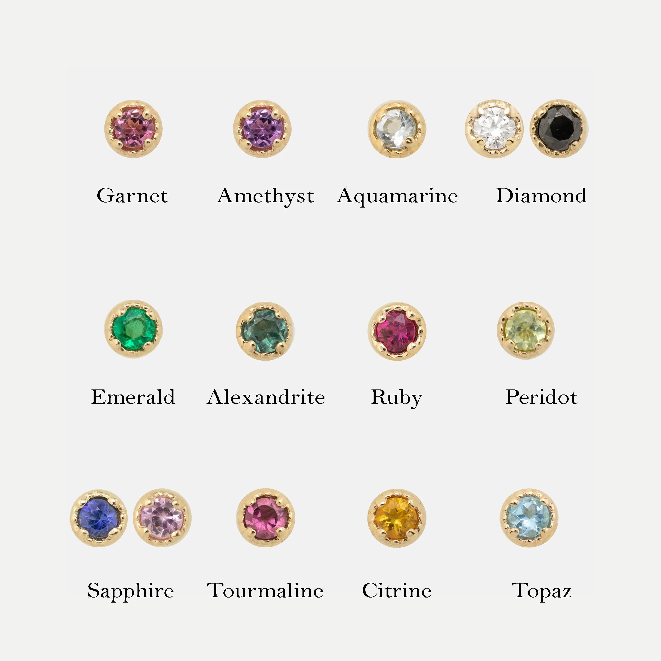 Dahlia 2mm Birthstone Stud Earrings