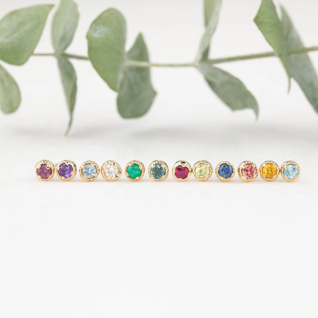 Dahlia 2mm Birthstone Stud Earrings