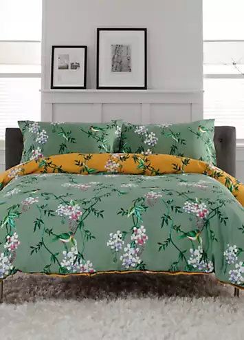 Deyongs Bird Garden 200 Thread Count Duvet Cover Set - Sage & Gold | Kaleidoscope