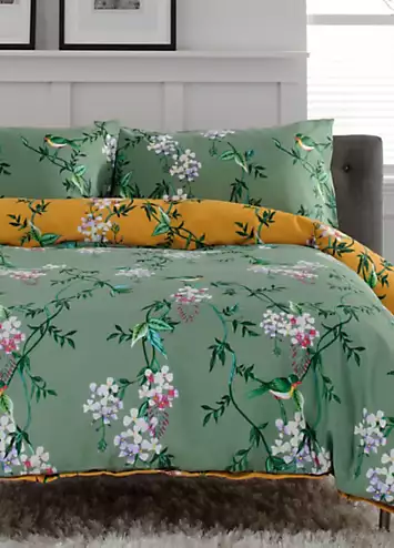 Deyongs Bird Garden 200 Thread Count Duvet Cover Set - Sage & Gold | Kaleidoscope