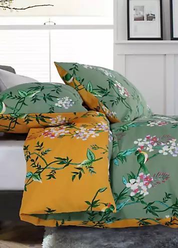 Deyongs Bird Garden 200 Thread Count Duvet Cover Set - Sage & Gold | Kaleidoscope