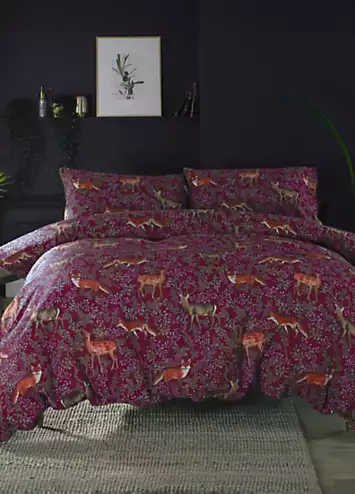 Deyongs Fox & Deer 200 Thread Count Duvet Cover Set - Mulberry | Kaleidoscope