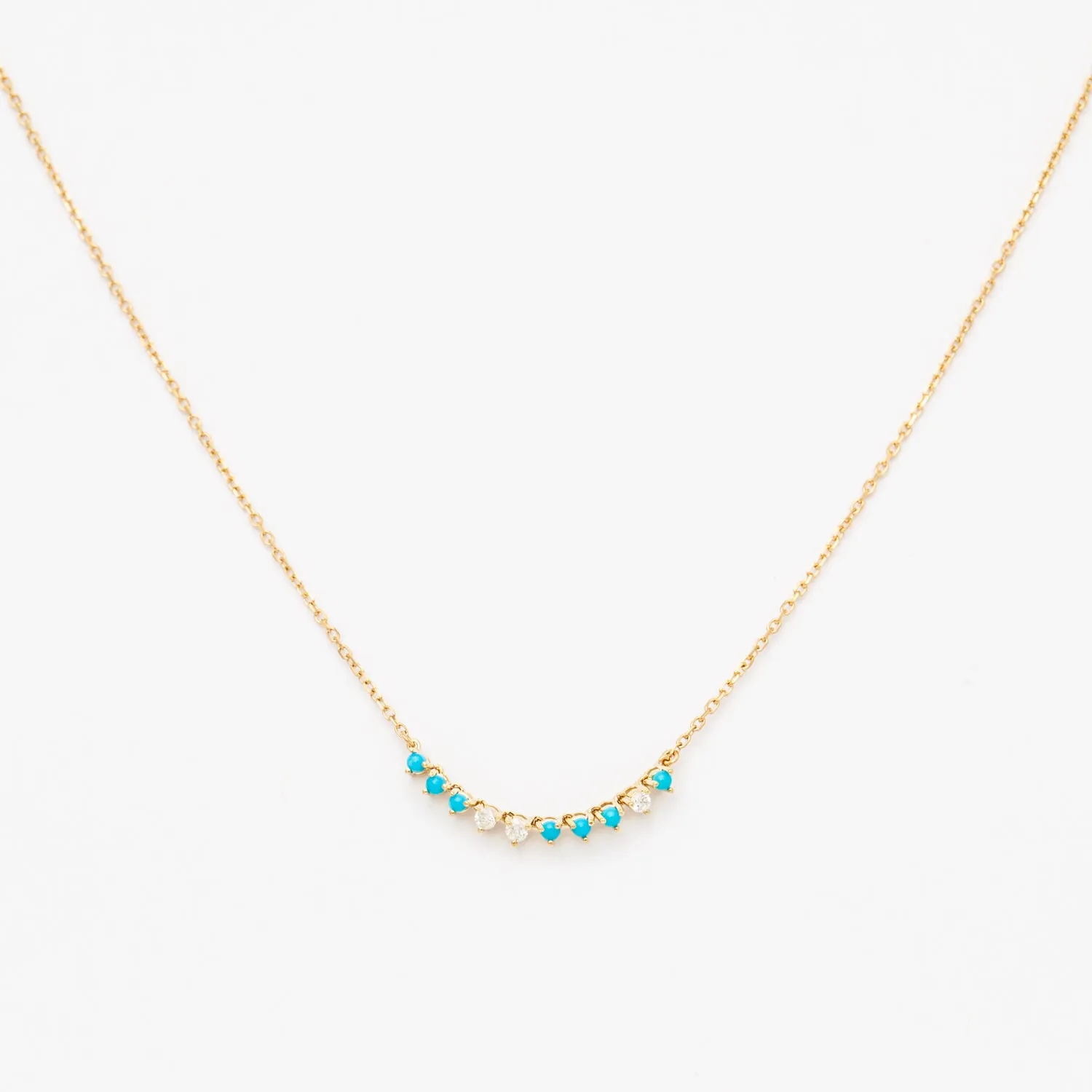 Diamond and Turquoise Rounds Chain Necklace