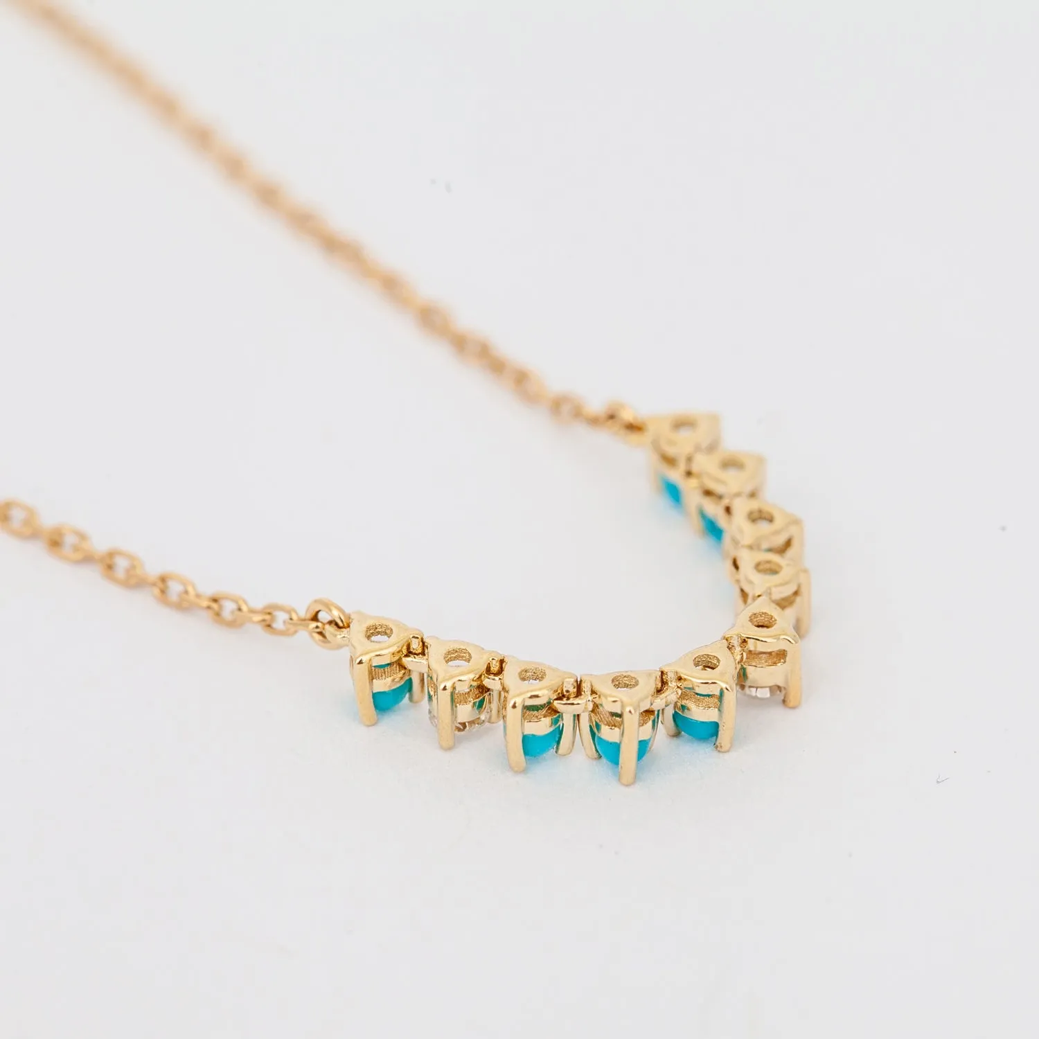 Diamond and Turquoise Rounds Chain Necklace