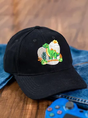 Dinosaur Embroidered Black Free Size Unisex Baseball Caps