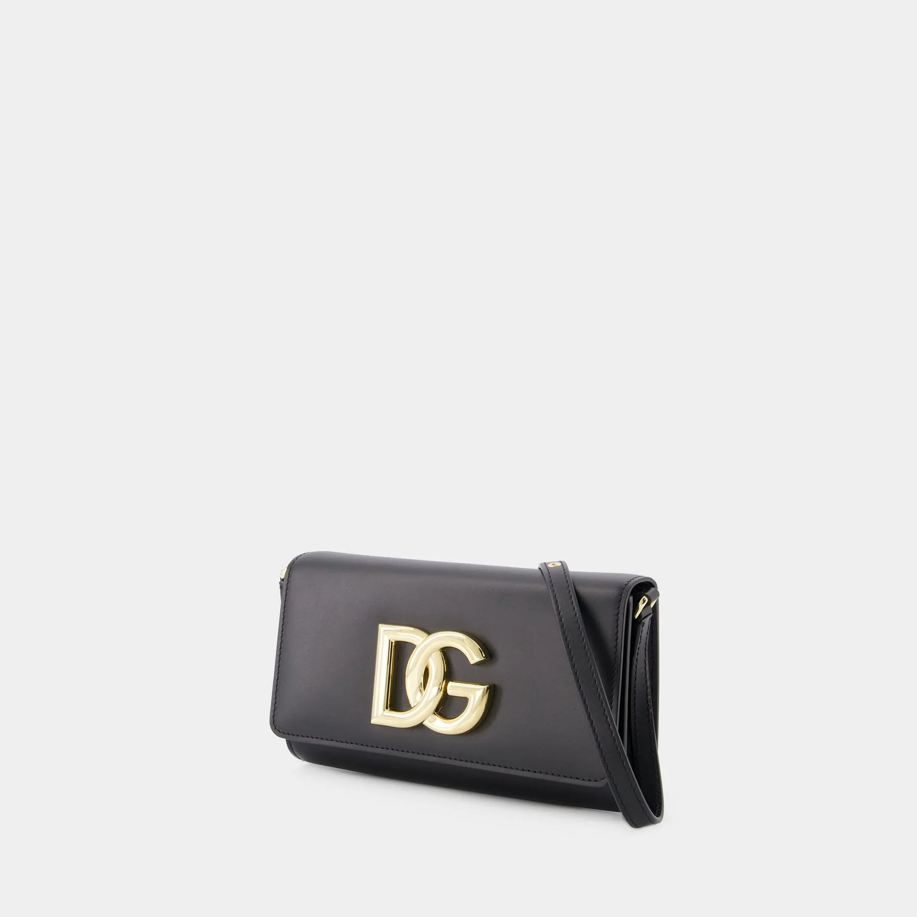 Dolce&Gabbana  Plaque Logo Crossbody Bag - Dolce&Gabbana - Leather - Black