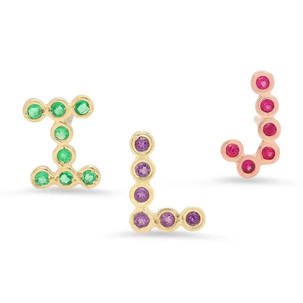 DSJ's Signature Meaningful Birthstone & Initial Stud Earring