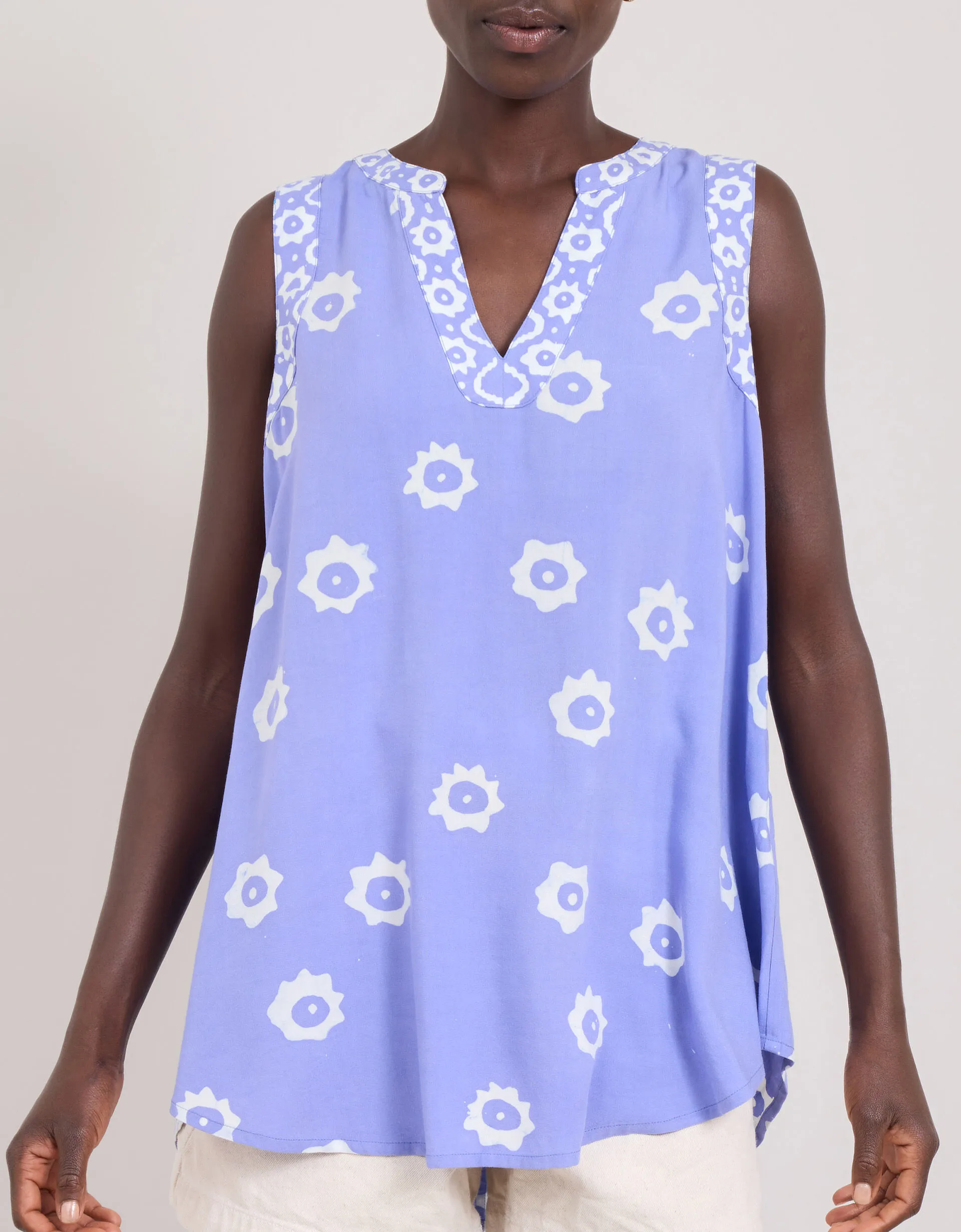 East Abstract Print Sleeveless Top Blue