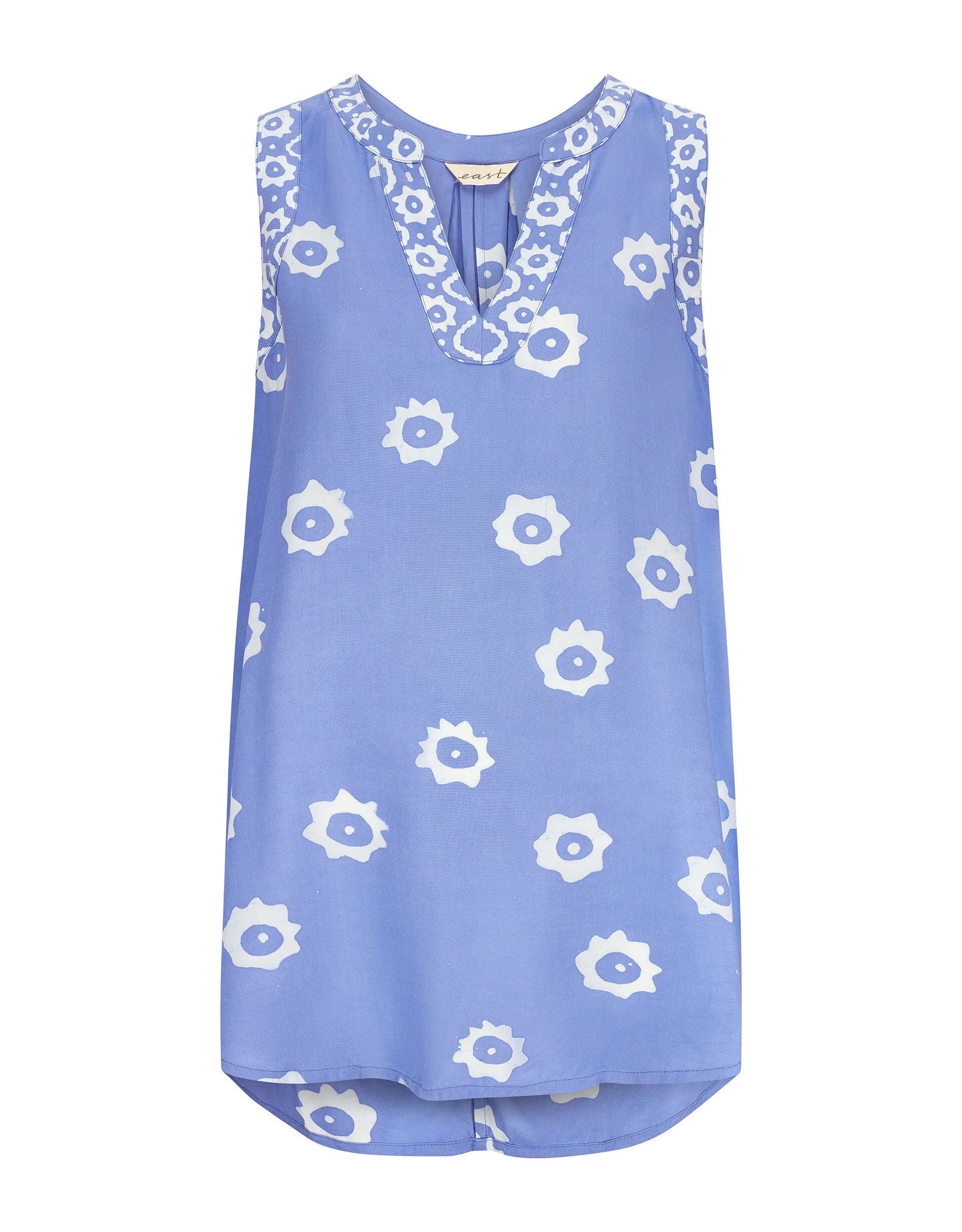 East Abstract Print Sleeveless Top Blue