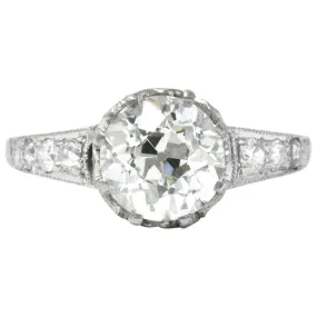 Edwardian 1.64 CTW Diamond Platinum Engagement Ring GIA