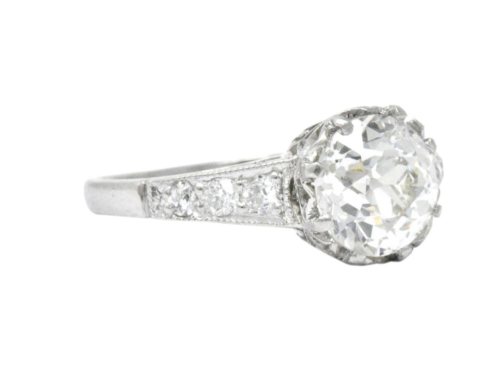 Edwardian 1.64 CTW Diamond Platinum Engagement Ring GIA