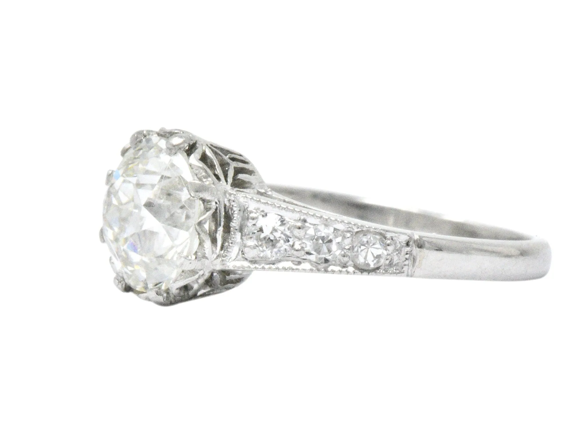 Edwardian 1.64 CTW Diamond Platinum Engagement Ring GIA