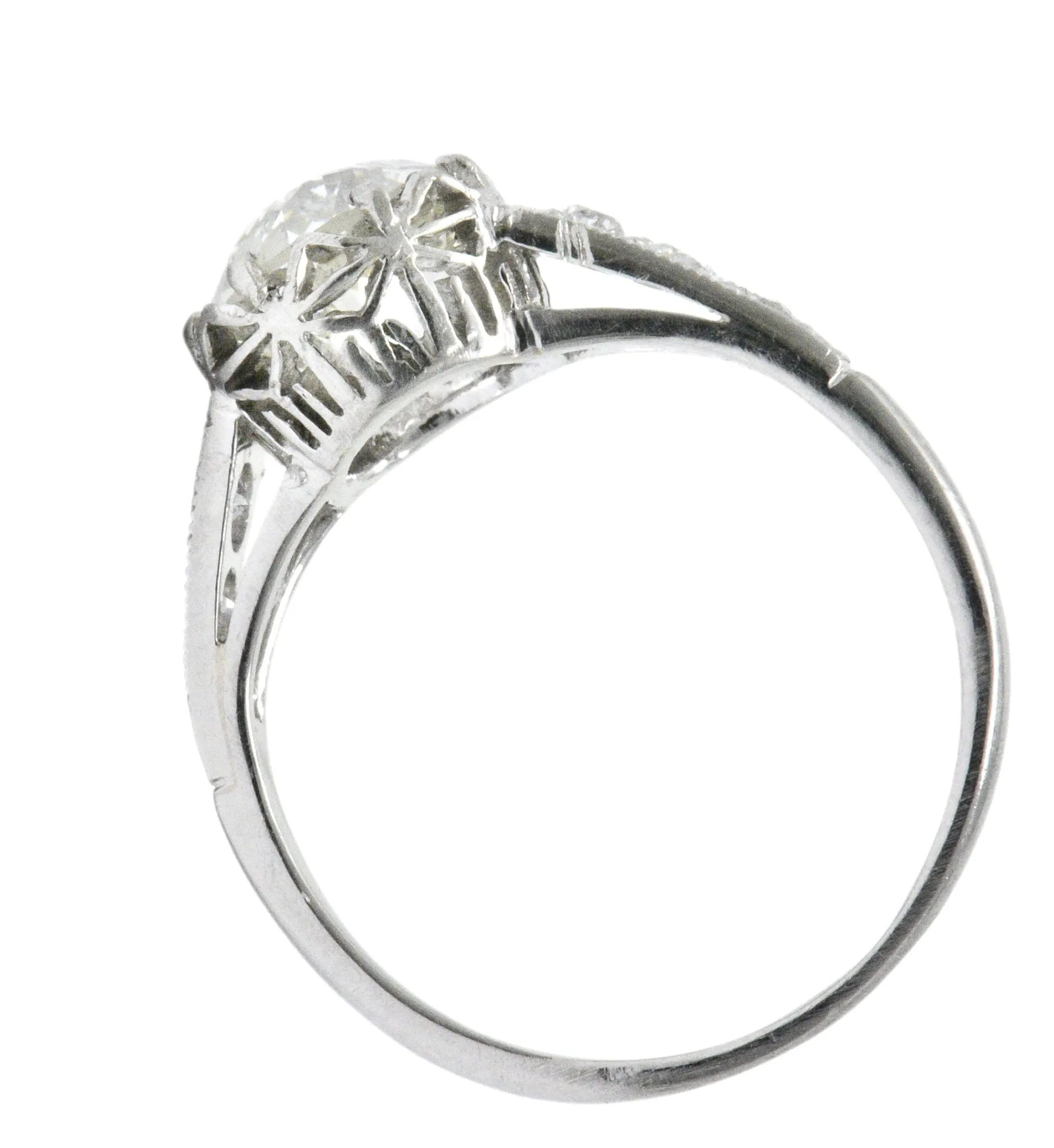 Edwardian 1.64 CTW Diamond Platinum Engagement Ring GIA