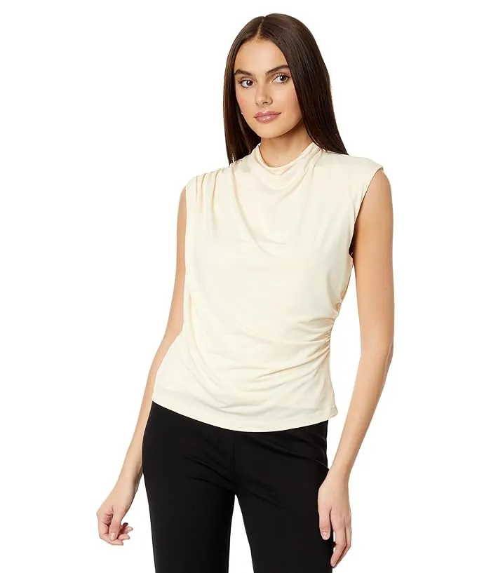 Elliott Lauren Top Notch Draped Sleeveless Top w/ Zipper Detail