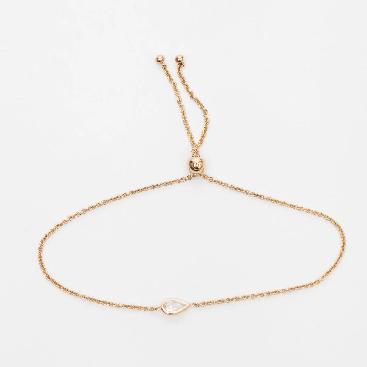 Floating Pear Diamond Bolo Bracelet