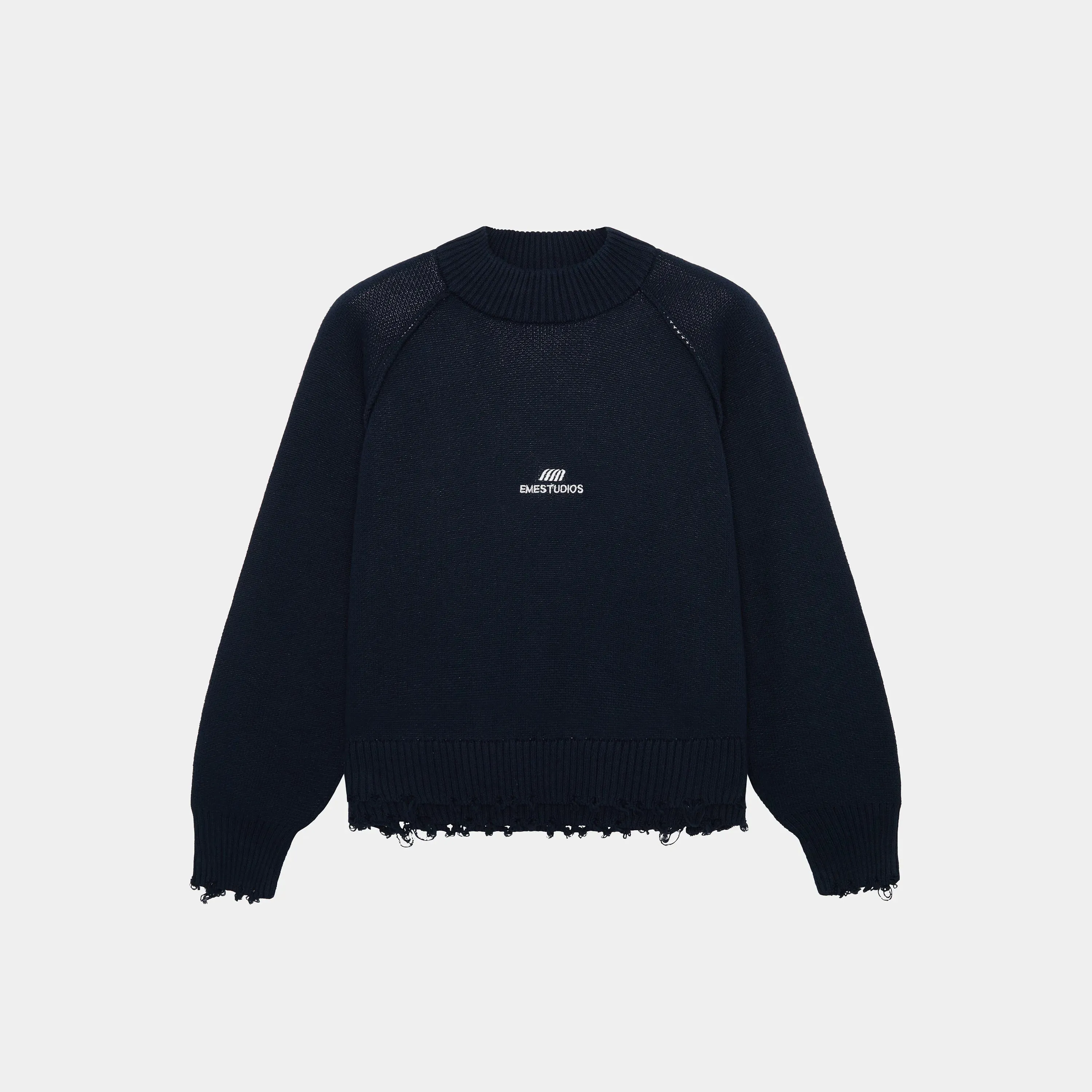 Fray Navy Knit Sweater