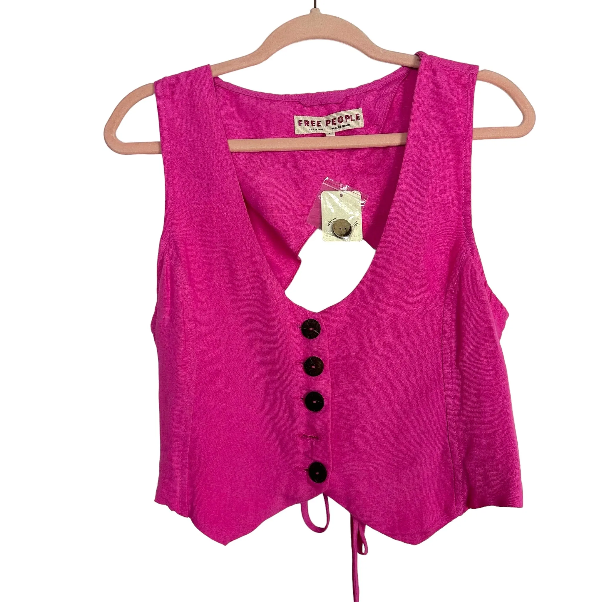 Free People Pink Vest NWT- Size S (see notes)