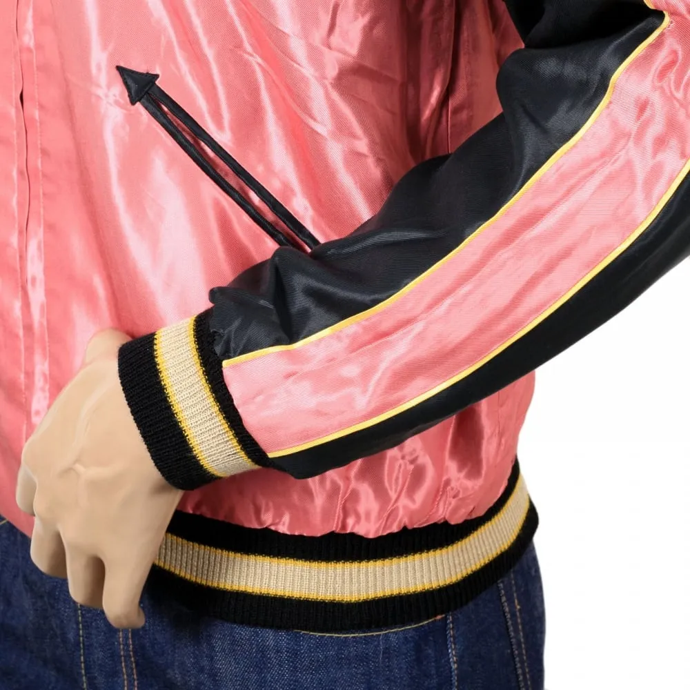 Fully Reversible Suka Jacket in Pink and Black with Tiger Embroidery by Sugar Cane TOYOSC7526A