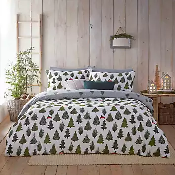 furn. Evergreen 100% Brushed Cotton Christmas Duvet Cover Set | Kaleidoscope