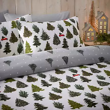 furn. Evergreen 100% Brushed Cotton Christmas Duvet Cover Set | Kaleidoscope