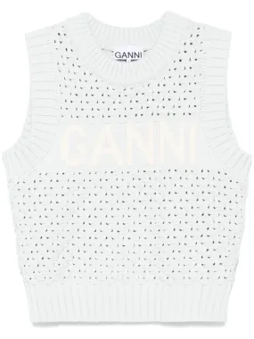 Ganni Openwork Cotton Vest