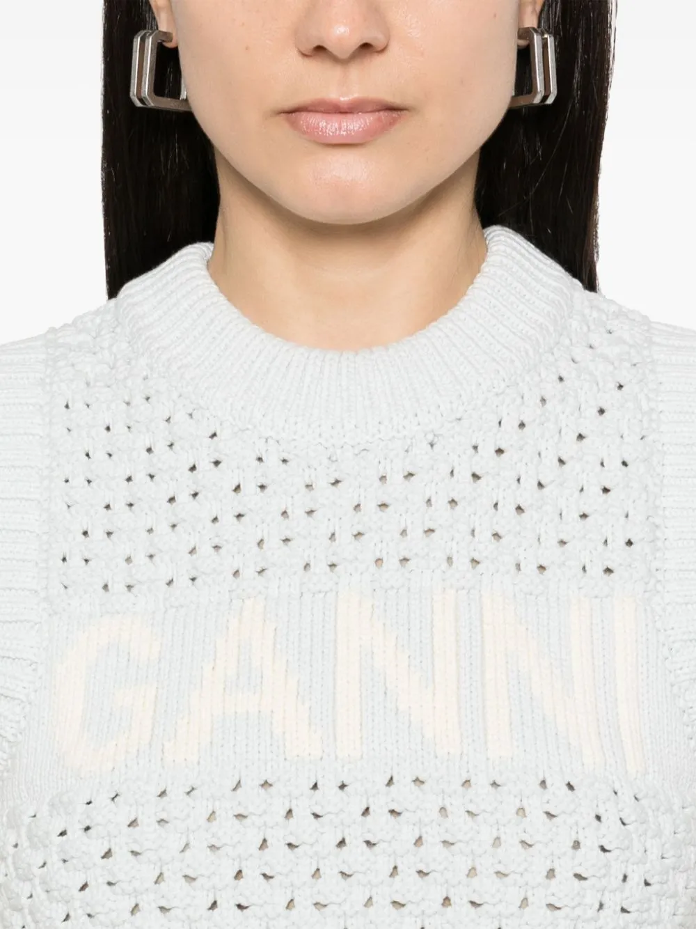 Ganni Openwork Cotton Vest