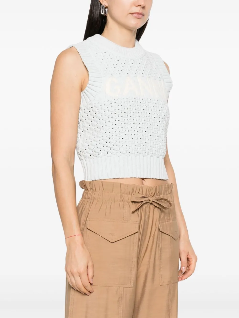 Ganni Openwork Cotton Vest