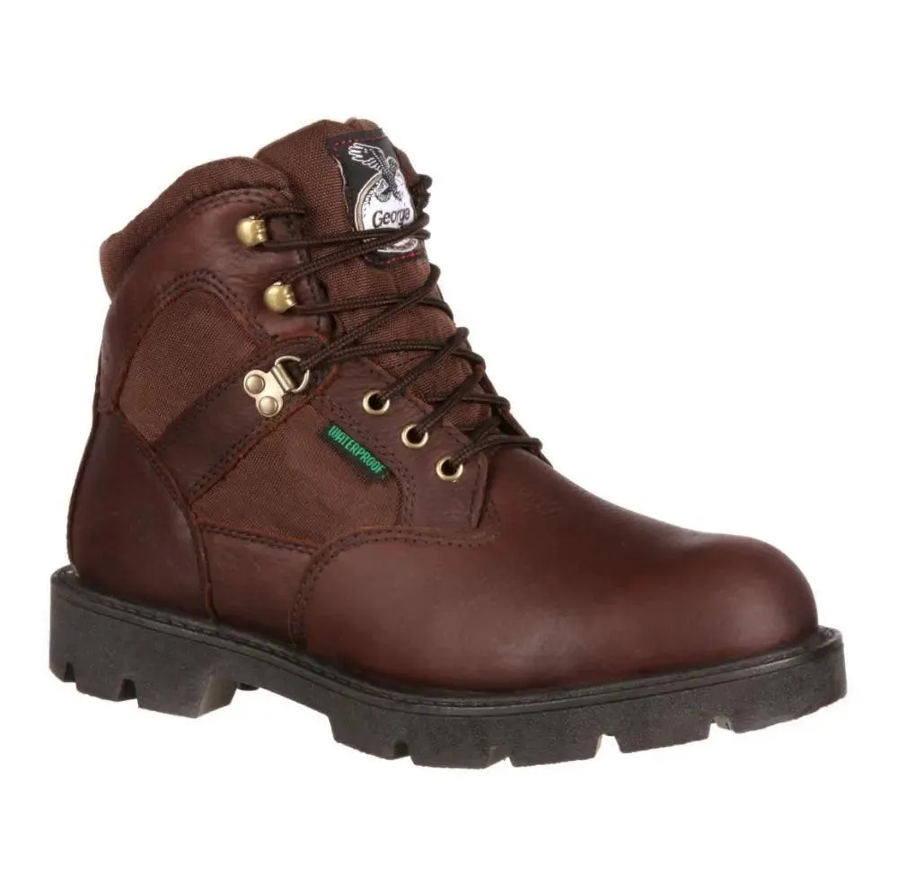 Georgia Boot Mens 6? Brown Steel Toe Waterproof Work Boot G105