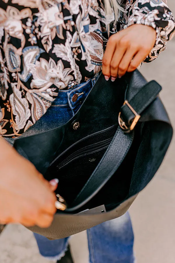 Girl On The Go Faux Leather Tote in Black